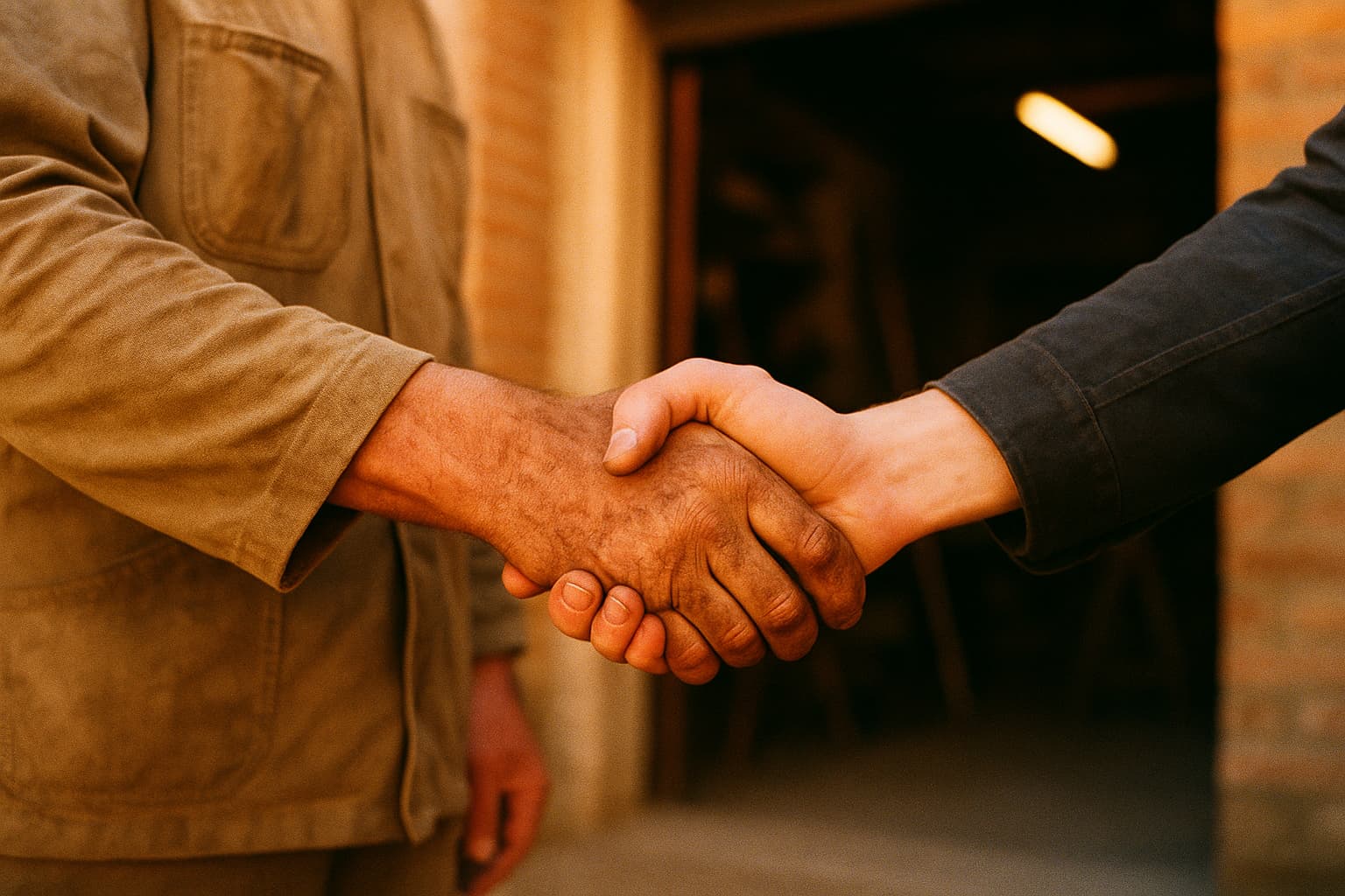 Handwerker und Kunde geben sich die Hand